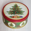 round shape promotional christmas gifts tin box with christmas tree decoration tin